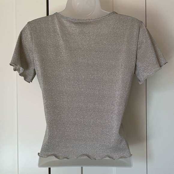 Urban Outfitters A crop top silvery champagne stretchy M - Picture 4 of 5